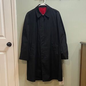 London Fog Black Trench Coat with Red Lining